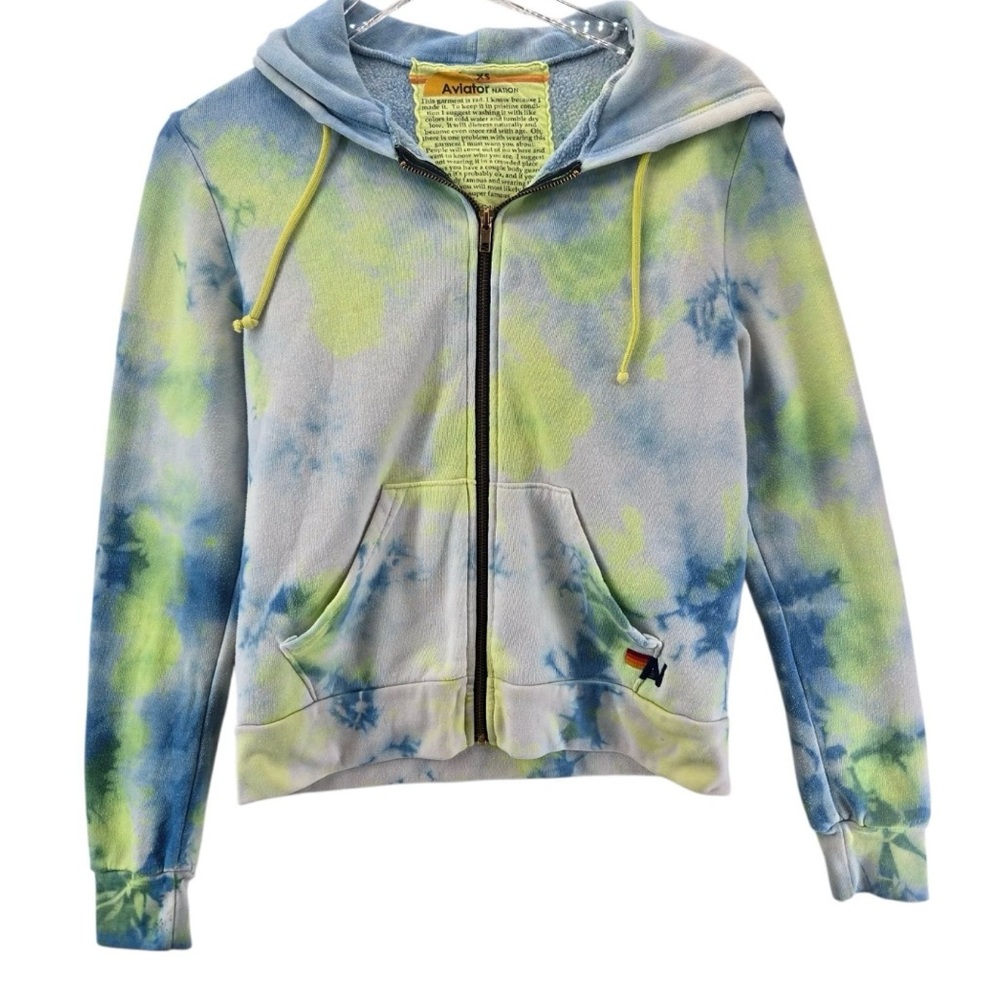 Aviator Nation Blue and Yellow Tie-Dye Hoodie